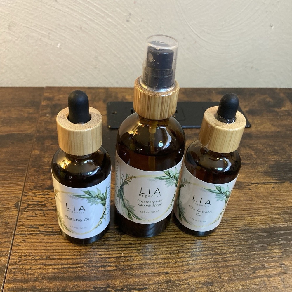 LIA Organics Hair Care Bundle Rosemary Tonic Batana Oil 3 Bottles Thickening